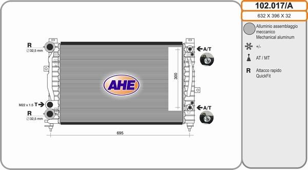 AHE 102.017/A - Radiatore, Raffreddamento motore www.autoricambi360.it