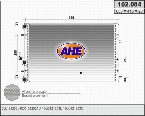 AHE 102.084 - Radiatore, Raffreddamento motore www.autoricambi360.it