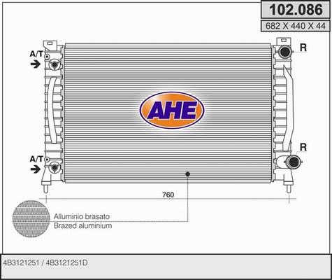 AHE 102.086 - Radiatore, Raffreddamento motore www.autoricambi360.it