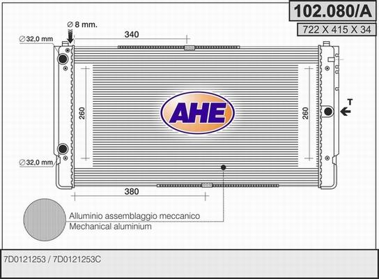 AHE 102.080/A - Radiatore, Raffreddamento motore www.autoricambi360.it