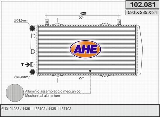 AHE 102.081 - Radiatore, Raffreddamento motore www.autoricambi360.it
