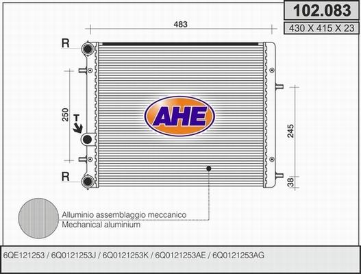 AHE 102.083 - Radiatore, Raffreddamento motore www.autoricambi360.it