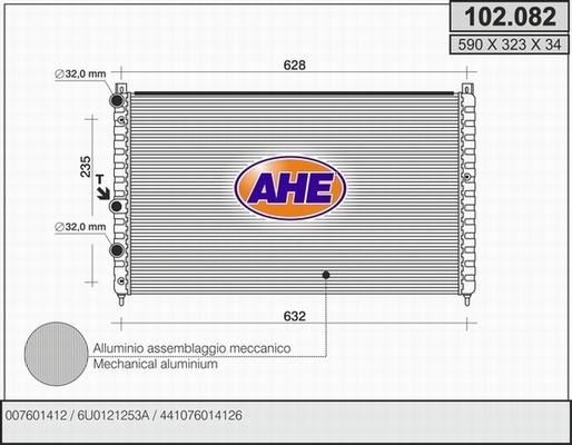 AHE 102.082 - Radiatore, Raffreddamento motore www.autoricambi360.it