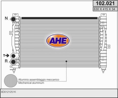 AHE 102.021 - Radiatore, Raffreddamento motore www.autoricambi360.it
