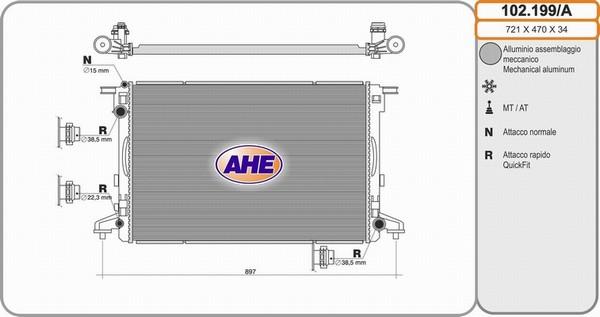 AHE 102.199/A - Radiatore, Raffreddamento motore www.autoricambi360.it