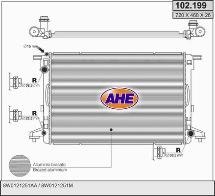 AHE 102.199 - Radiatore, Raffreddamento motore www.autoricambi360.it