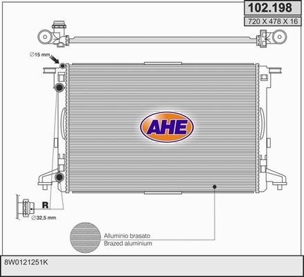 AHE 102.198 - Radiatore, Raffreddamento motore www.autoricambi360.it