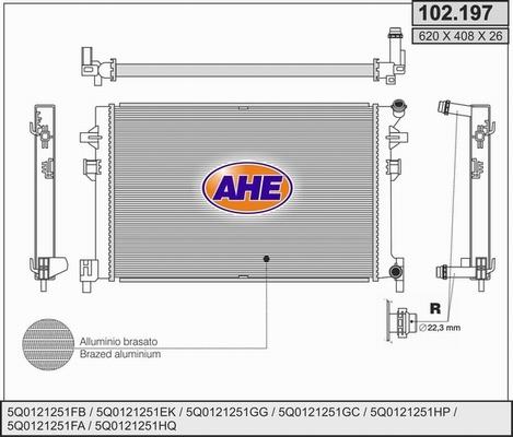 AHE 102.197 - Radiatore, Raffreddamento motore www.autoricambi360.it