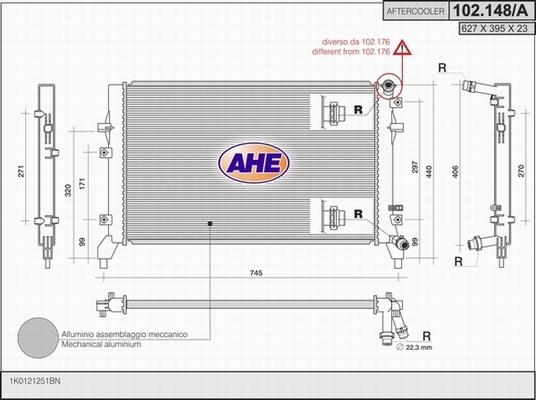 AHE 102.148/A - Radiatore, Raffreddamento motore www.autoricambi360.it