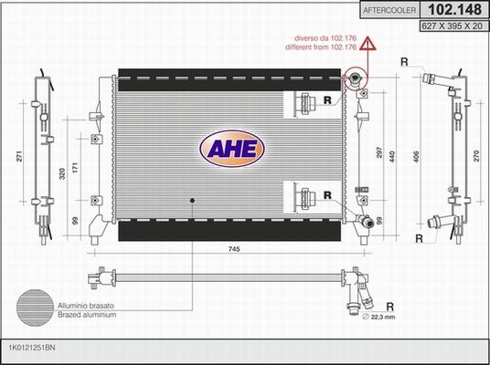 AHE 102.148 - Radiatore, Raffreddamento motore www.autoricambi360.it