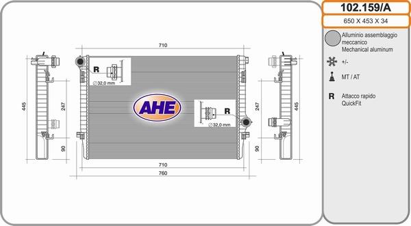 AHE 102.159/A - Radiatore, Raffreddamento motore www.autoricambi360.it