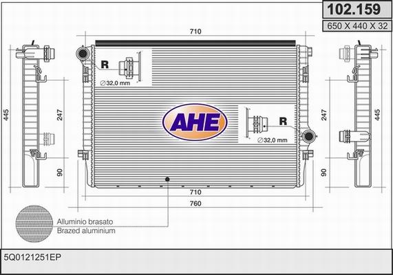 AHE 102.159 - Radiatore, Raffreddamento motore www.autoricambi360.it