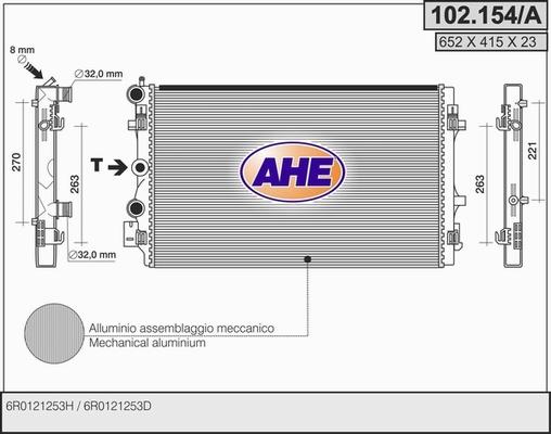 AHE 102.154/A - Radiatore, Raffreddamento motore www.autoricambi360.it