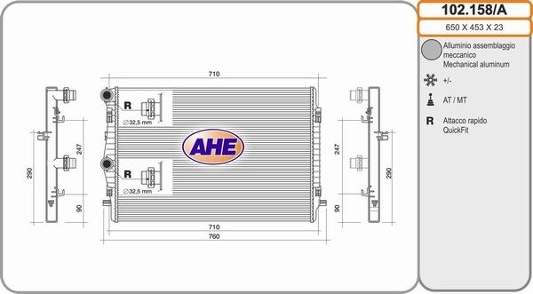 AHE 102.158/A - Radiatore, Raffreddamento motore www.autoricambi360.it