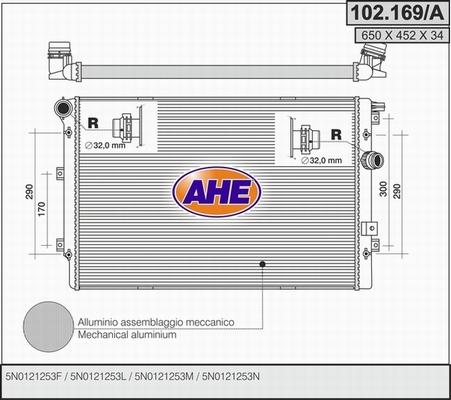 AHE 102.169/A - Radiatore, Raffreddamento motore www.autoricambi360.it