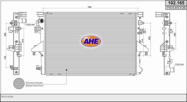 AHE 102.165 - Radiatore, Raffreddamento motore www.autoricambi360.it