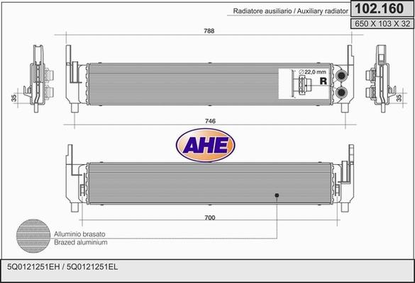 AHE 102.160 - Radiatore, Raffreddamento motore www.autoricambi360.it