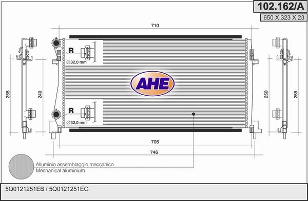 AHE 102.162/A - Radiatore, Raffreddamento motore www.autoricambi360.it