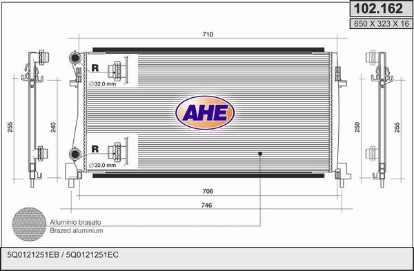 AHE 102.162 - Radiatore, Raffreddamento motore www.autoricambi360.it
