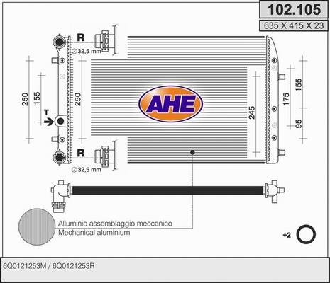 AHE 102.105 - Radiatore, Raffreddamento motore www.autoricambi360.it