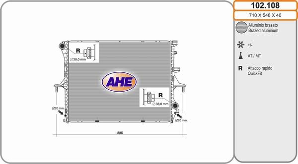 AHE 102.108 - Radiatore, Raffreddamento motore www.autoricambi360.it