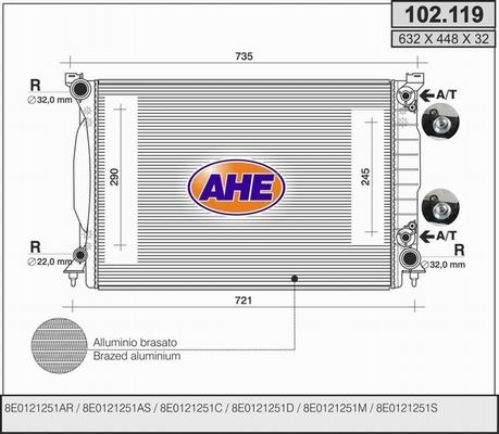 AHE 102.119 - Radiatore, Raffreddamento motore www.autoricambi360.it