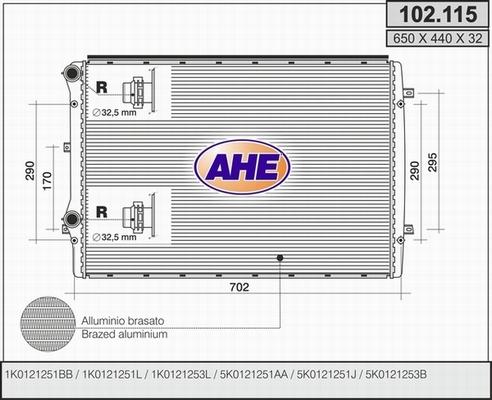 AHE 102.115 - Radiatore, Raffreddamento motore www.autoricambi360.it
