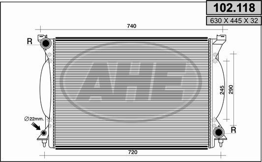 AHE 102.118 - Radiatore, Raffreddamento motore www.autoricambi360.it