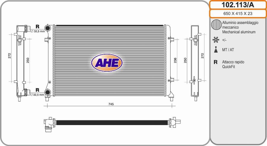 AHE 102.113/A - Radiatore, Raffreddamento motore www.autoricambi360.it