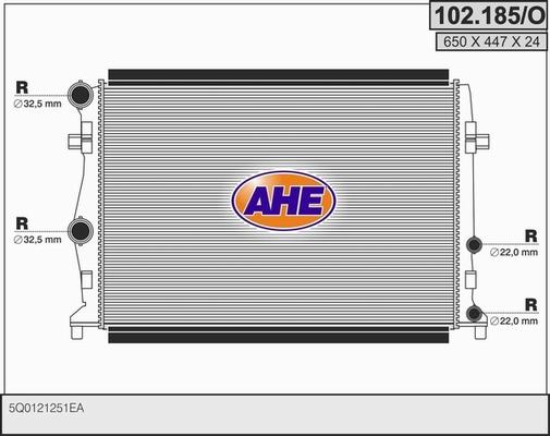 AHE 102.185/O - Radiatore, Raffreddamento motore www.autoricambi360.it