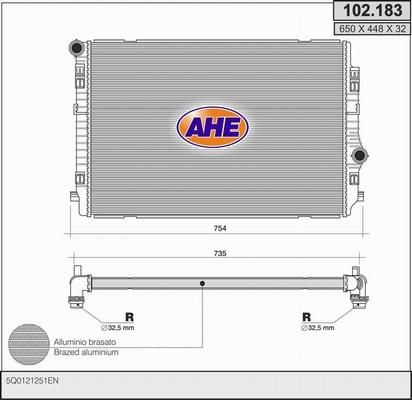AHE 102.183 - Radiatore, Raffreddamento motore www.autoricambi360.it