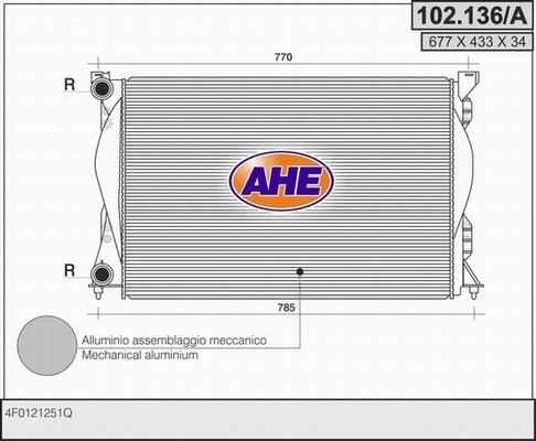 AHE 102.136/A - Radiatore, Raffreddamento motore www.autoricambi360.it
