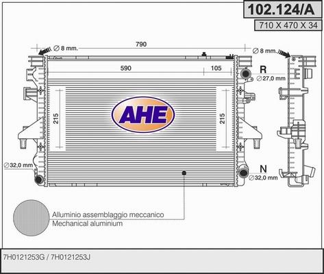 AHE 102.124/A - Radiatore, Raffreddamento motore www.autoricambi360.it