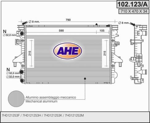 AHE 102.123/A - Radiatore, Raffreddamento motore www.autoricambi360.it
