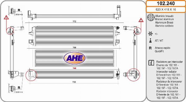 AHE 102.240 - Radiatore, Raffreddamento motore www.autoricambi360.it