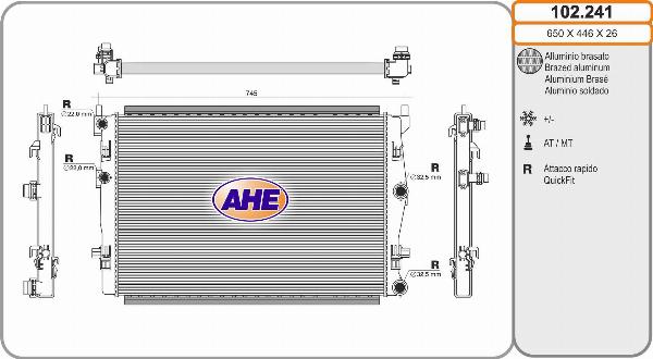 AHE 102.241 - Radiatore, Raffreddamento motore www.autoricambi360.it