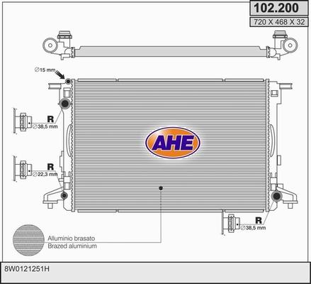 AHE 102.200 - Radiatore, Raffreddamento motore www.autoricambi360.it