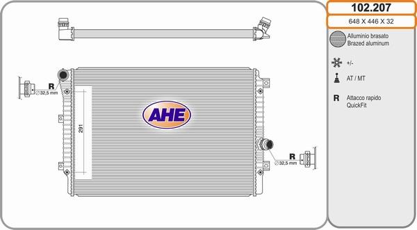 AHE 102.207 - Radiatore, Raffreddamento motore www.autoricambi360.it