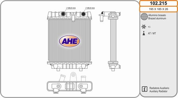 AHE 102.215 - Radiatore, Raffreddamento motore www.autoricambi360.it