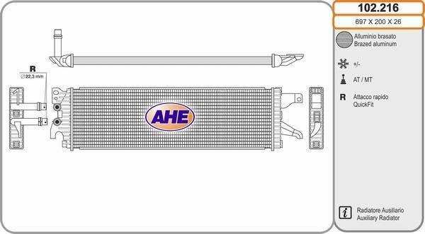 AHE 102.216 - Radiatore, Raffreddamento motore www.autoricambi360.it
