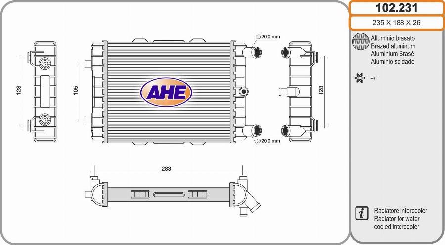 AHE 102.231 - Radiatore, Raffreddamento motore www.autoricambi360.it