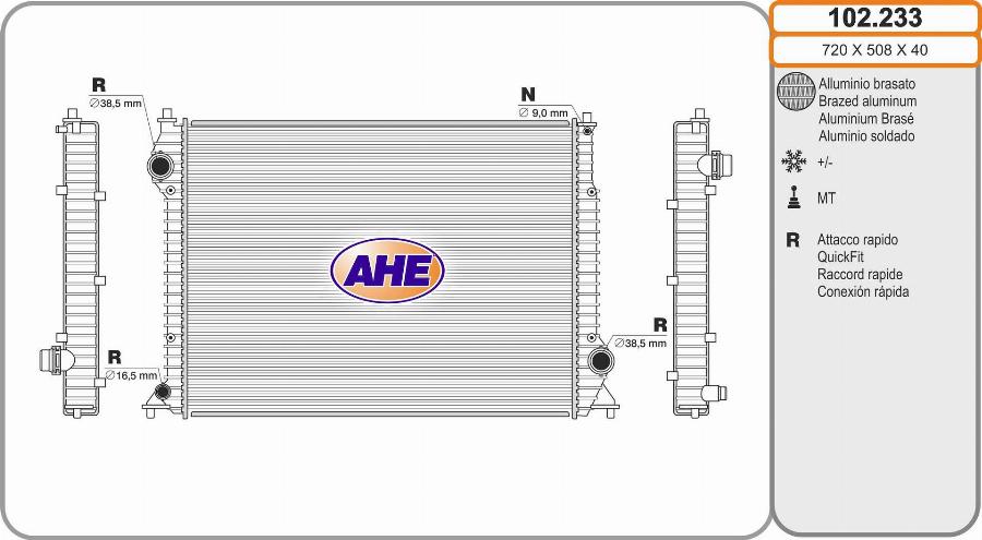 AHE 102.233 - Radiatore, Raffreddamento motore www.autoricambi360.it