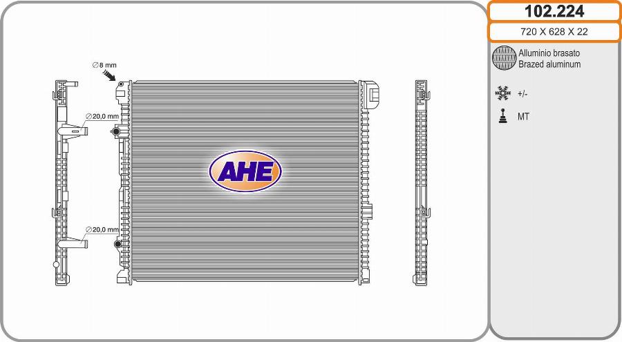 AHE 102.224 - Radiatore, Raffreddamento motore www.autoricambi360.it