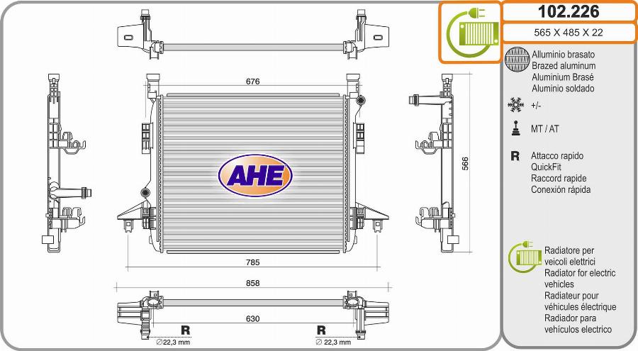 AHE 102.226 - Radiatore, Raffreddamento motore www.autoricambi360.it