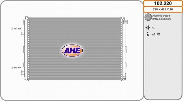AHE 102.220 - Radiatore, Raffreddamento motore www.autoricambi360.it