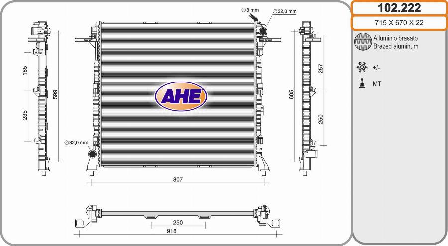 AHE 102.222 - Radiatore, Raffreddamento motore www.autoricambi360.it