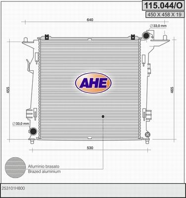 AHE 115.044/O - Radiatore, Raffreddamento motore www.autoricambi360.it