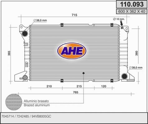 AHE 110.093 - Radiatore, Raffreddamento motore www.autoricambi360.it