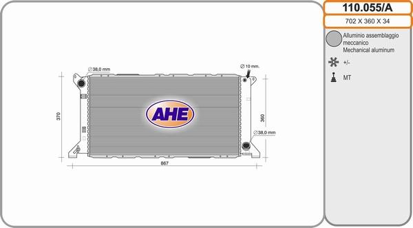 AHE 110.055/A - Radiatore, Raffreddamento motore www.autoricambi360.it