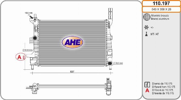 AHE 110.197 - Radiatore, Raffreddamento motore www.autoricambi360.it